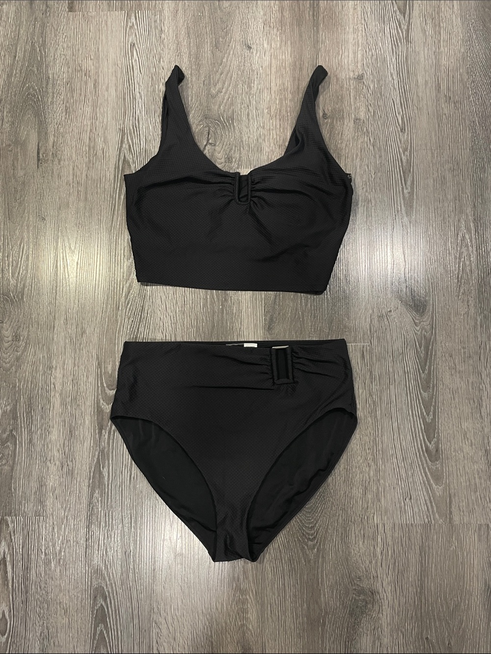 CALIA by Carrie Underwood Black High-Waist Tank Bikini Set